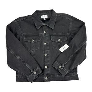 Mode of One Mens Regular Fit Denim Trucker Jacket Black M